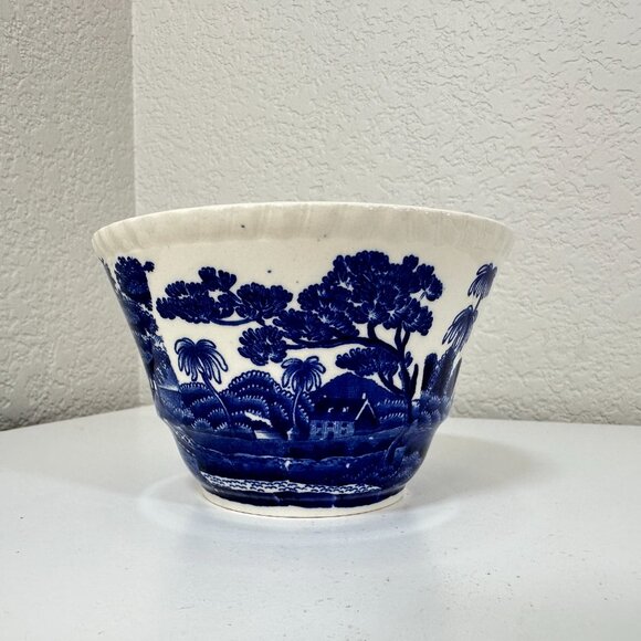 VTG Copeland Spode Tower Blue & White 4 -7/8" x 3" Cranberry Bowl Gadroon EUC - Picture 5 of 11